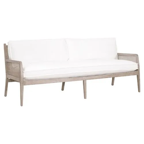 Winnie Cane 84" Settee - Pearl Performance - White