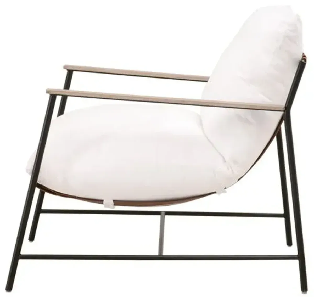 Arturo Lounge Chair - Black Iron/Pearl Performance - White