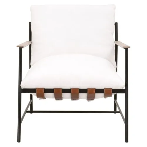 Arturo Lounge Chair - Black Iron/Pearl Performance - White