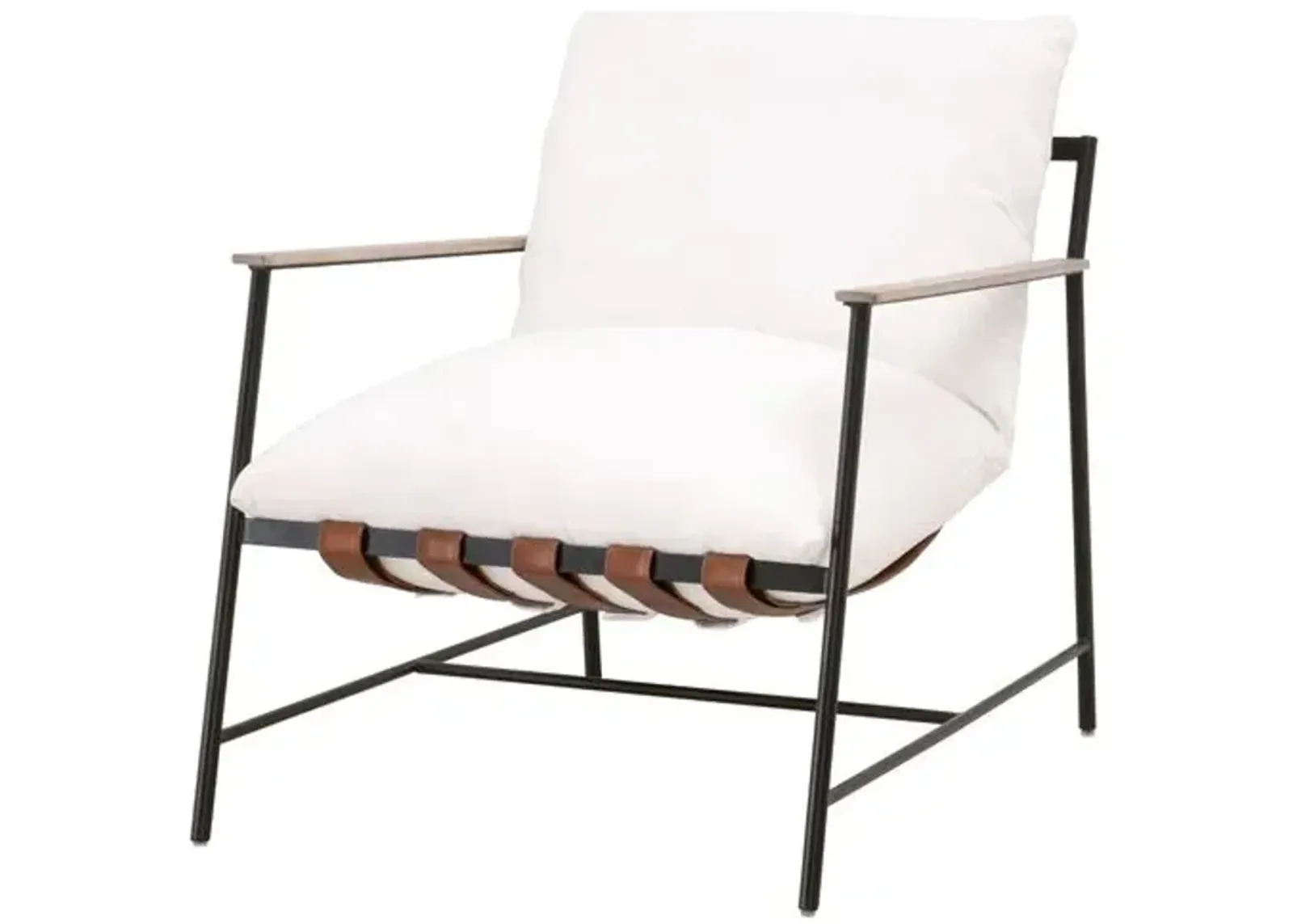 Arturo Lounge Chair - Black Iron/Pearl Performance - White