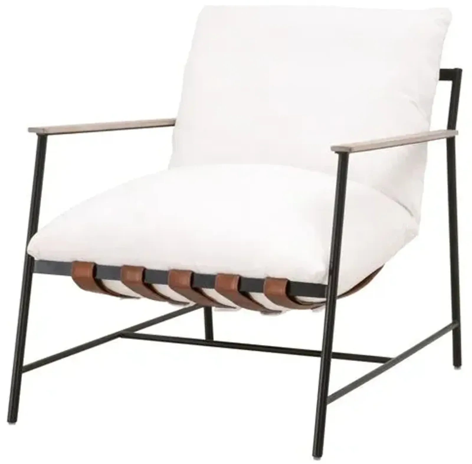 Arturo Lounge Chair - Black Iron/Pearl Performance - White