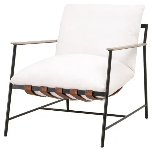 Arturo Lounge Chair - Black Iron/Pearl Performance - White