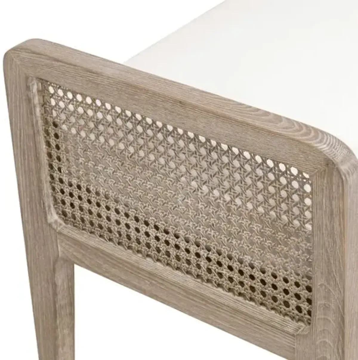 Winnie Cane Bench - Pearl Performance/Natural Gray - White