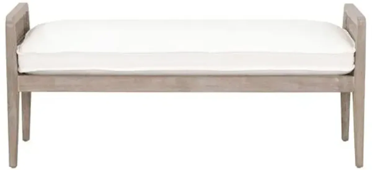 Winnie Cane Bench - Pearl Performance - White