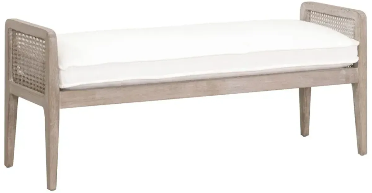 Winnie Cane Bench, Pearl Performance/Natural Gray