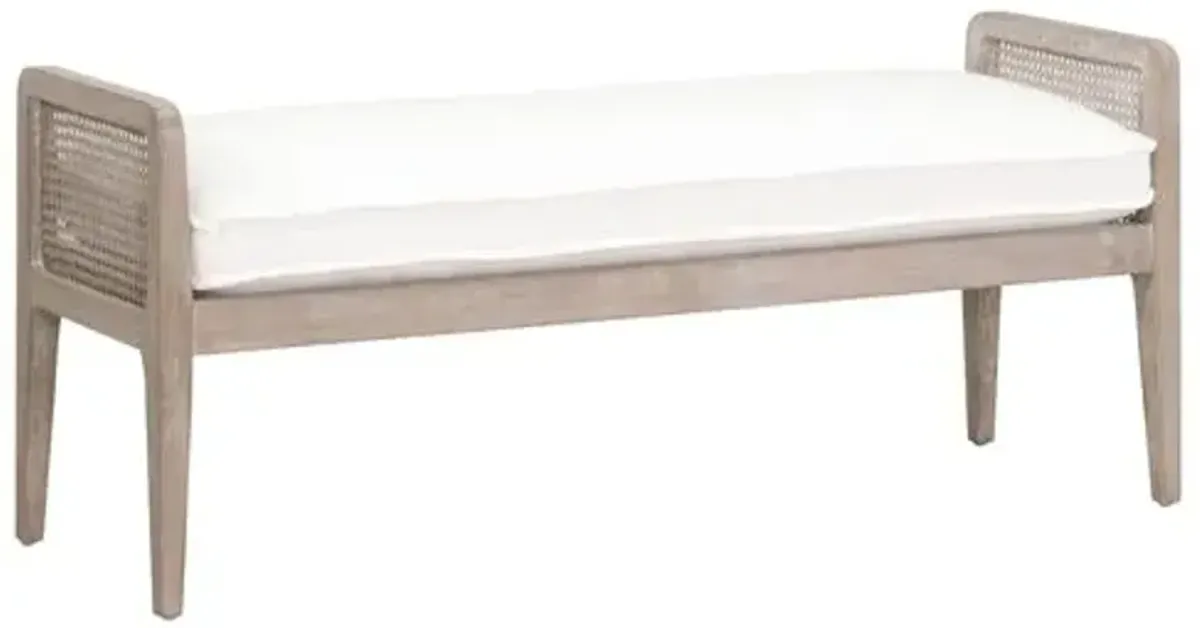 Winnie Cane Bench - Pearl Performance - White