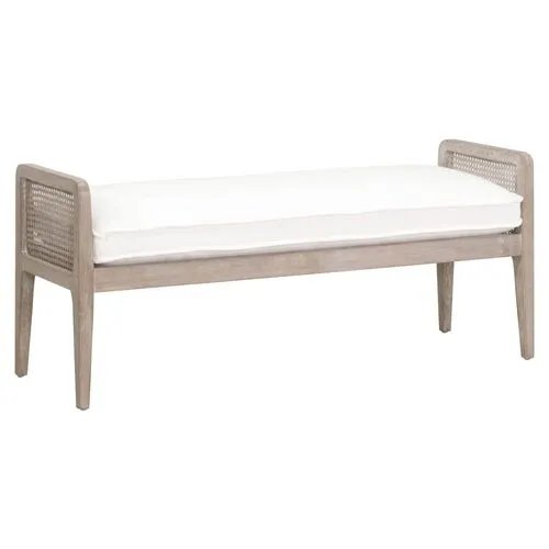 Winnie Cane Bench - Pearl Performance - White