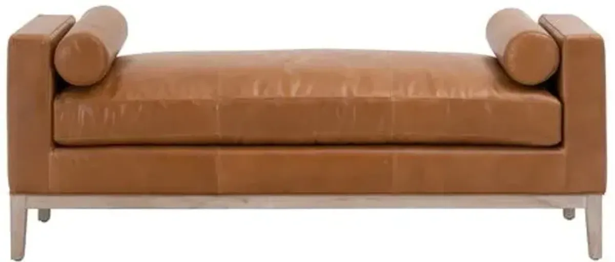 Remy Upholstered Bench - Whiskey Brown Leather