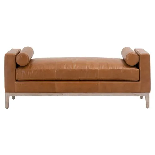 Remy Upholstered Bench - Whiskey Brown Leather