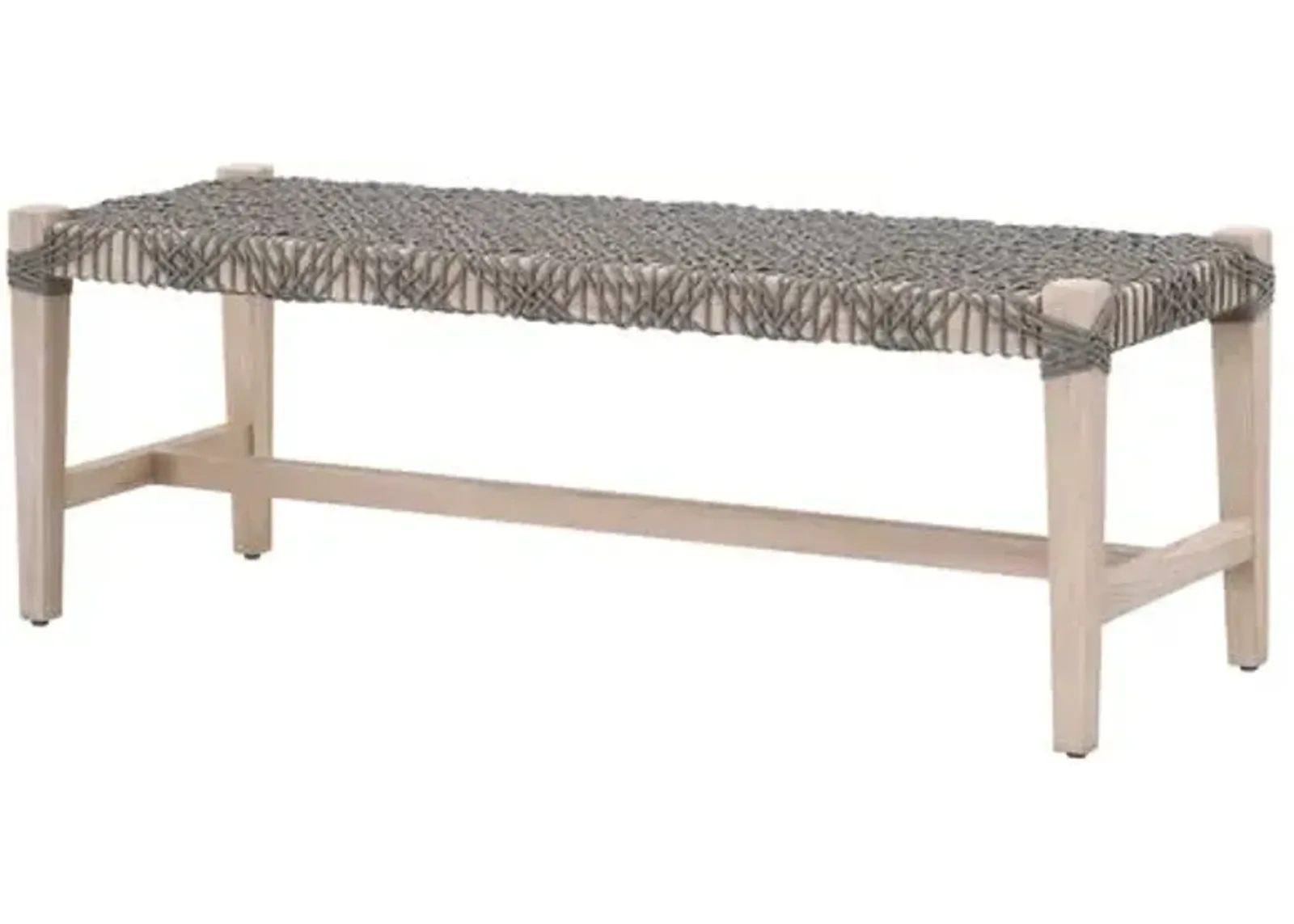 Audrey Outdoor Bench - Gray Teak/Dove Rope