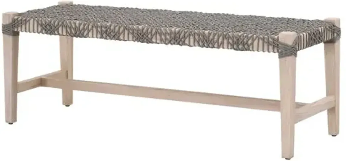 Audrey Outdoor Bench - Gray Teak/Dove Rope