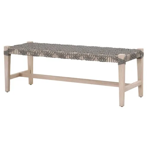 Audrey Outdoor Bench - Gray Teak/Dove Rope