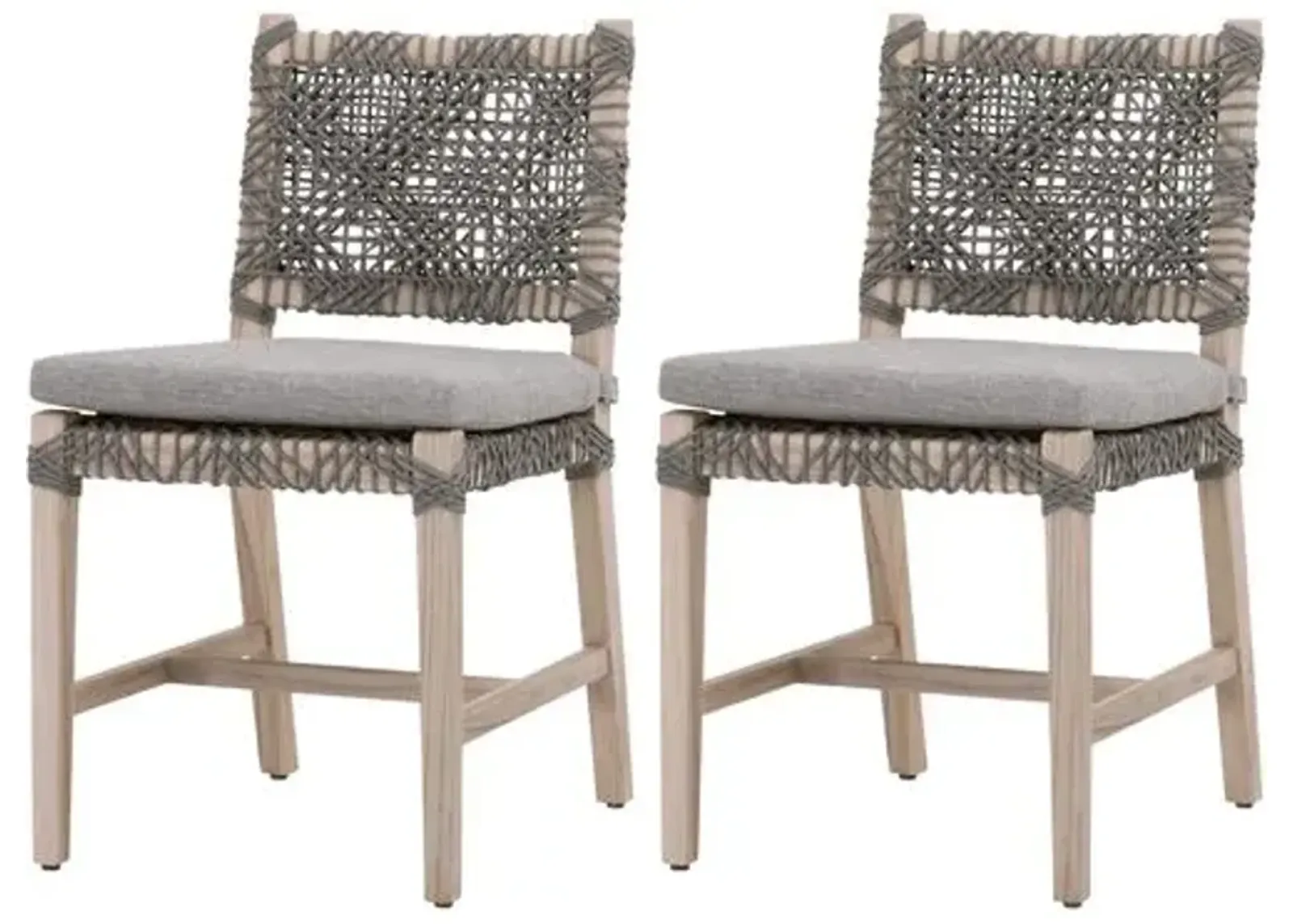 Set of 2 Audrey Outdoor Dining Chairs - Gray Teak/Dove Rope