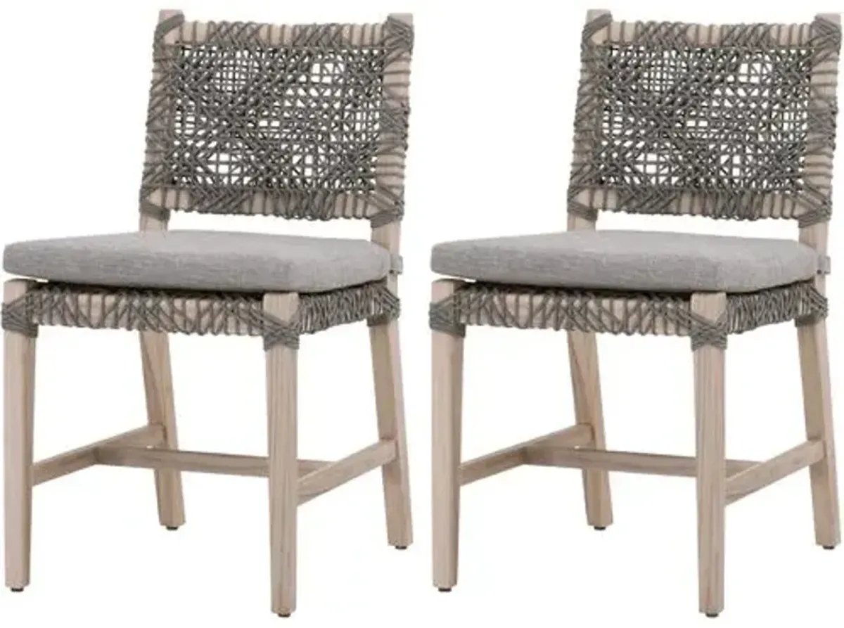 Set of 2 Audrey Outdoor Dining Chairs - Gray Teak/Dove Rope