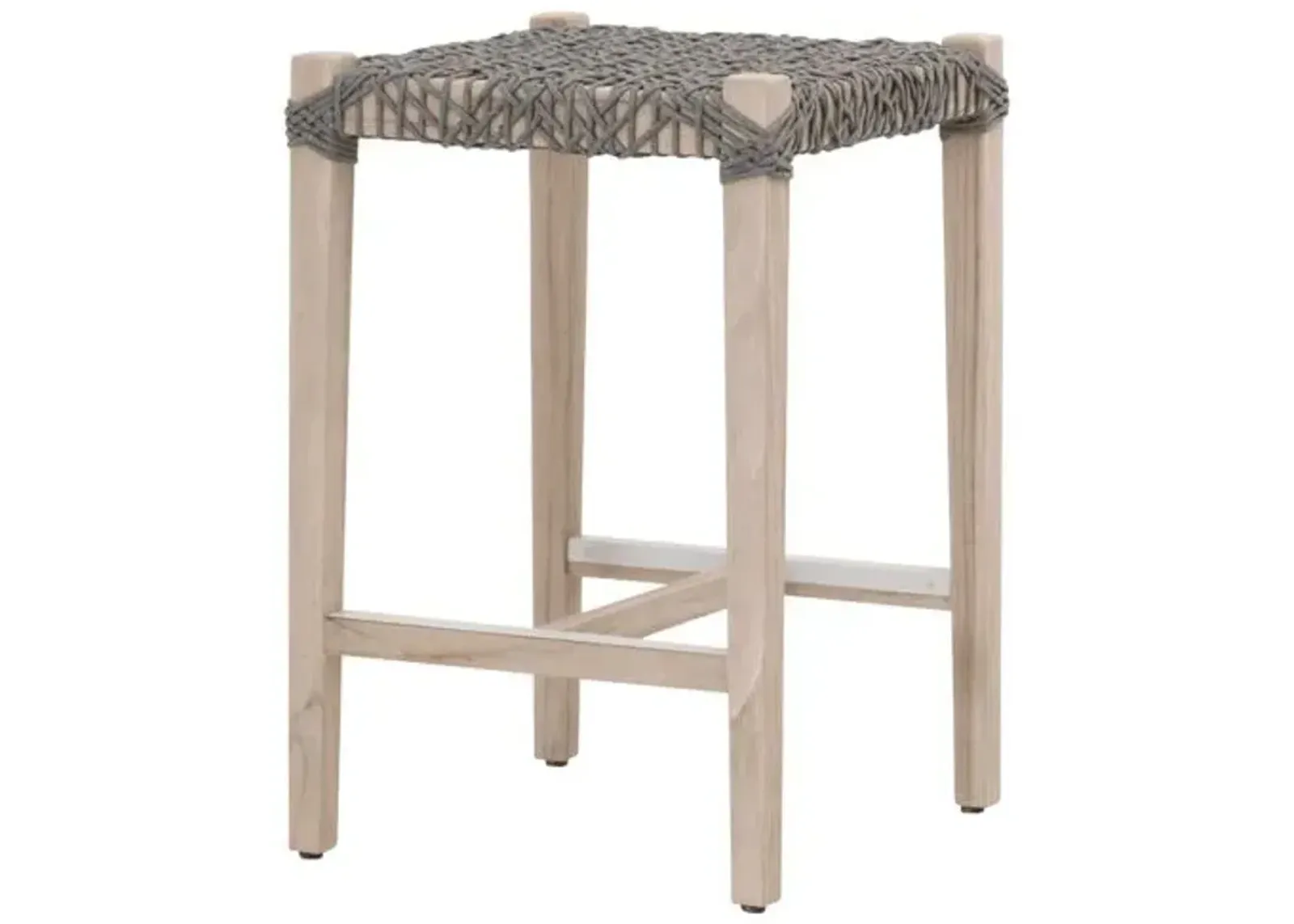 Audrey Outdoor Backless Counter Stool - Gray Teak/Dove Rope