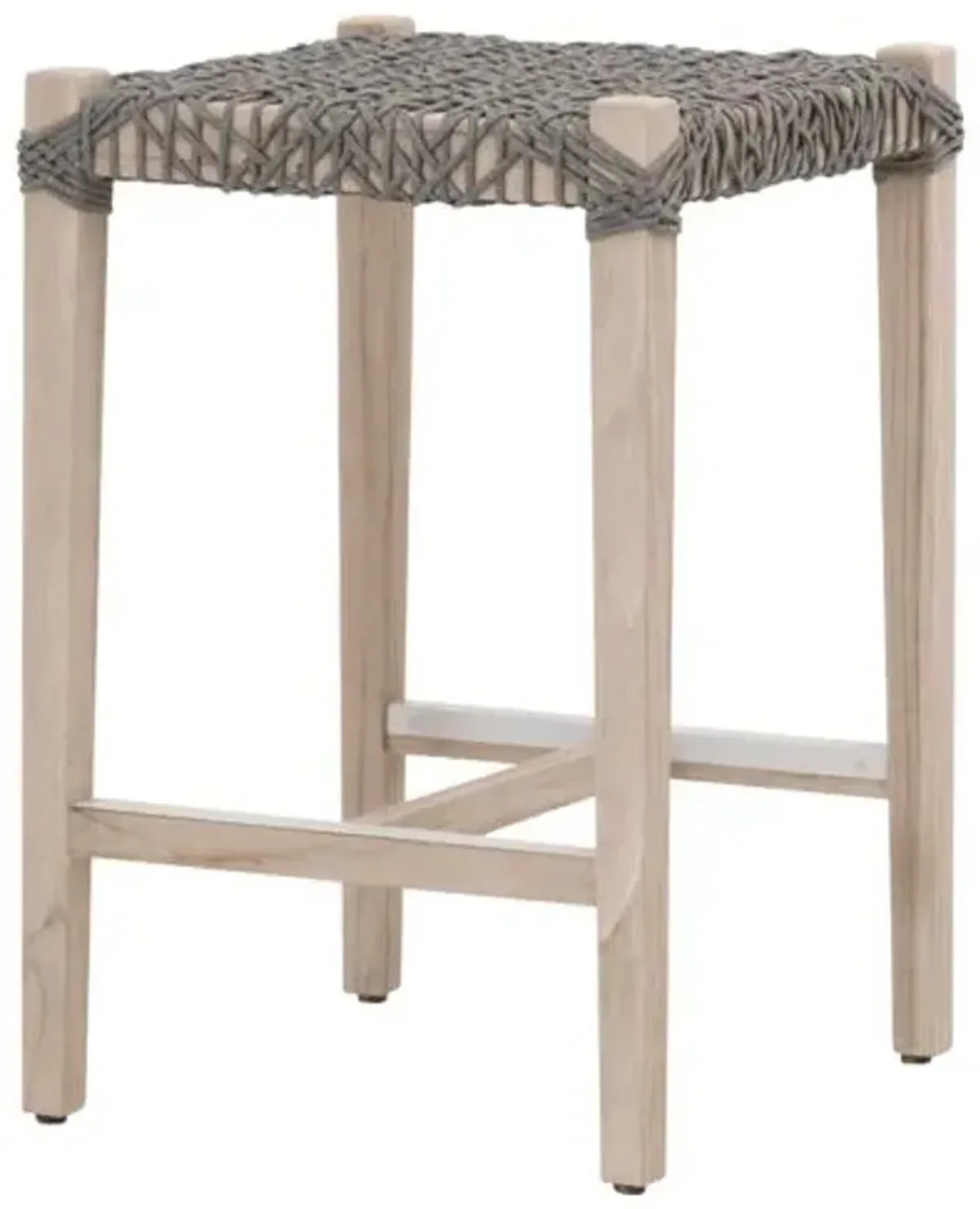 Audrey Outdoor Backless Counter Stool - Gray Teak/Dove Rope