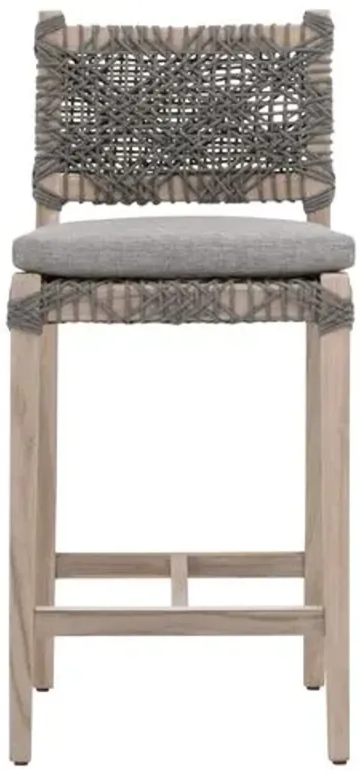 Audrey Outdoor Counter Stool - Gray Teak/Dove Rope