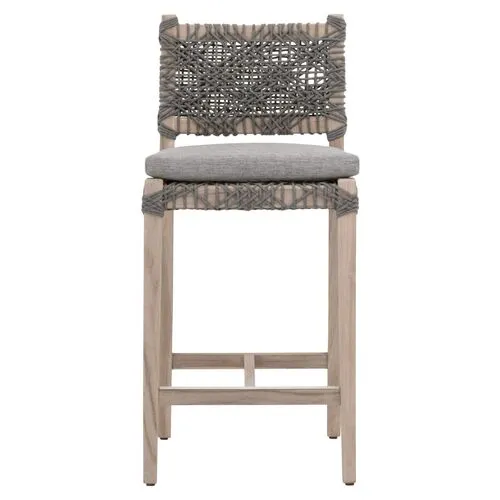 Audrey Outdoor Counter Stool - Gray Teak/Dove Rope