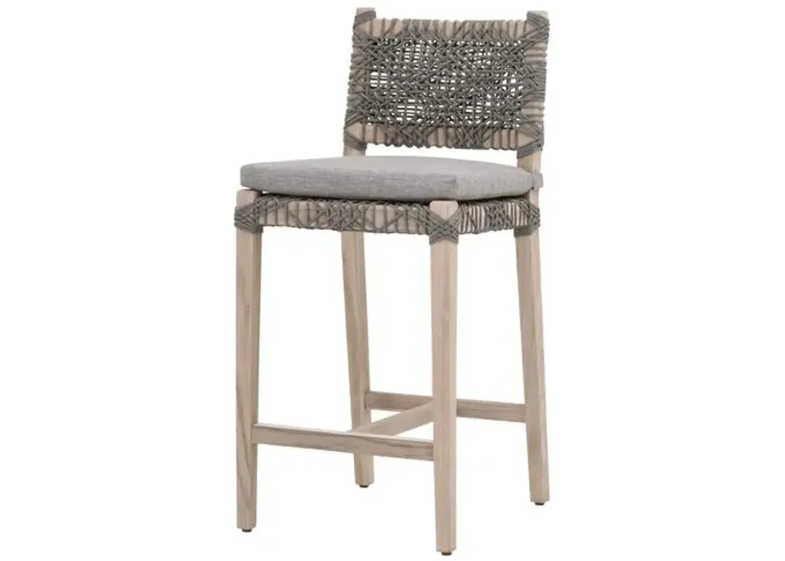 Audrey Outdoor Counter Stool - Gray Teak/Dove Rope