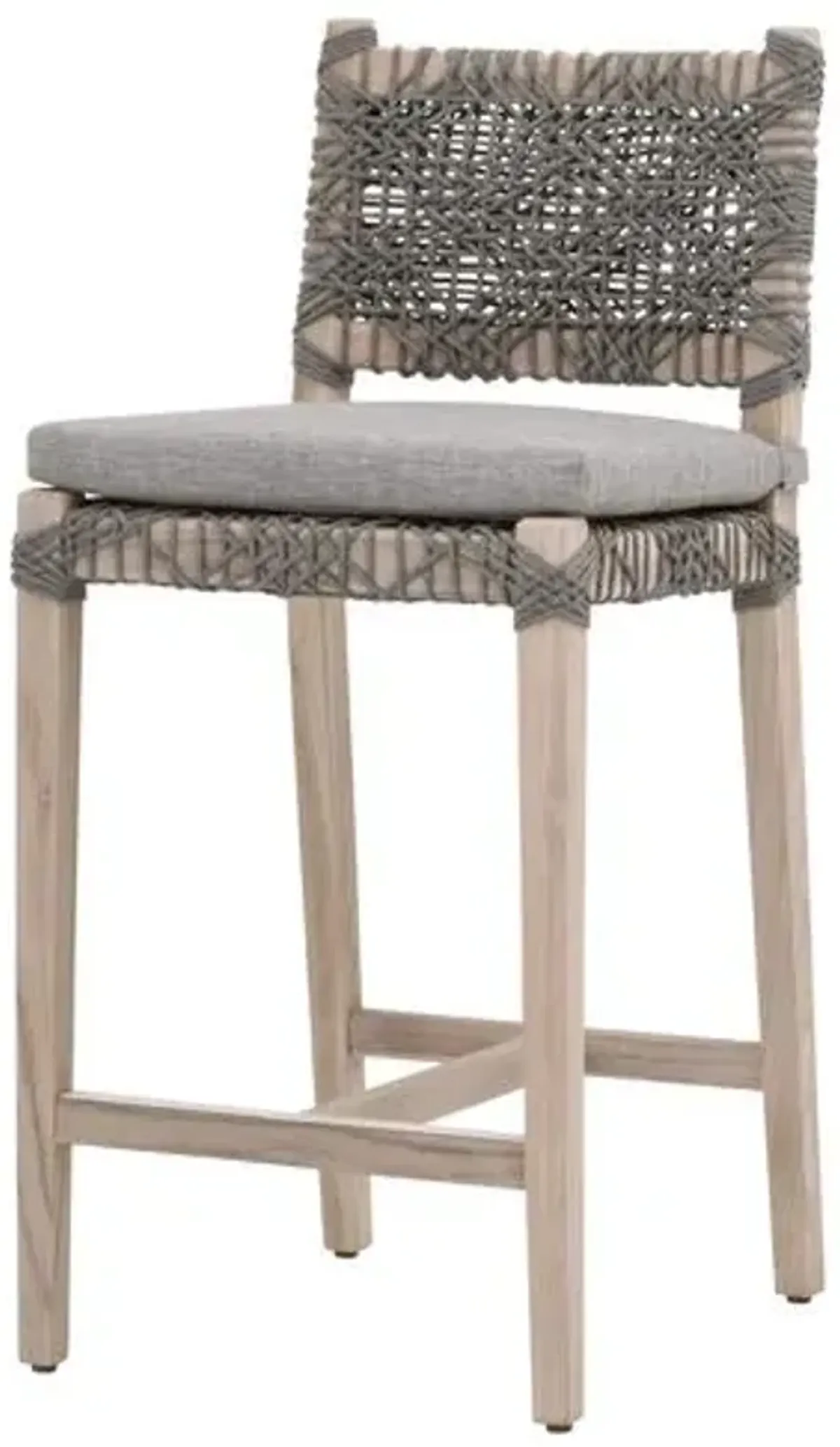 Audrey Outdoor Counter Stool - Gray Teak/Dove Rope