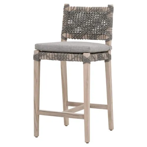 Audrey Outdoor Counter Stool - Gray Teak/Dove Rope