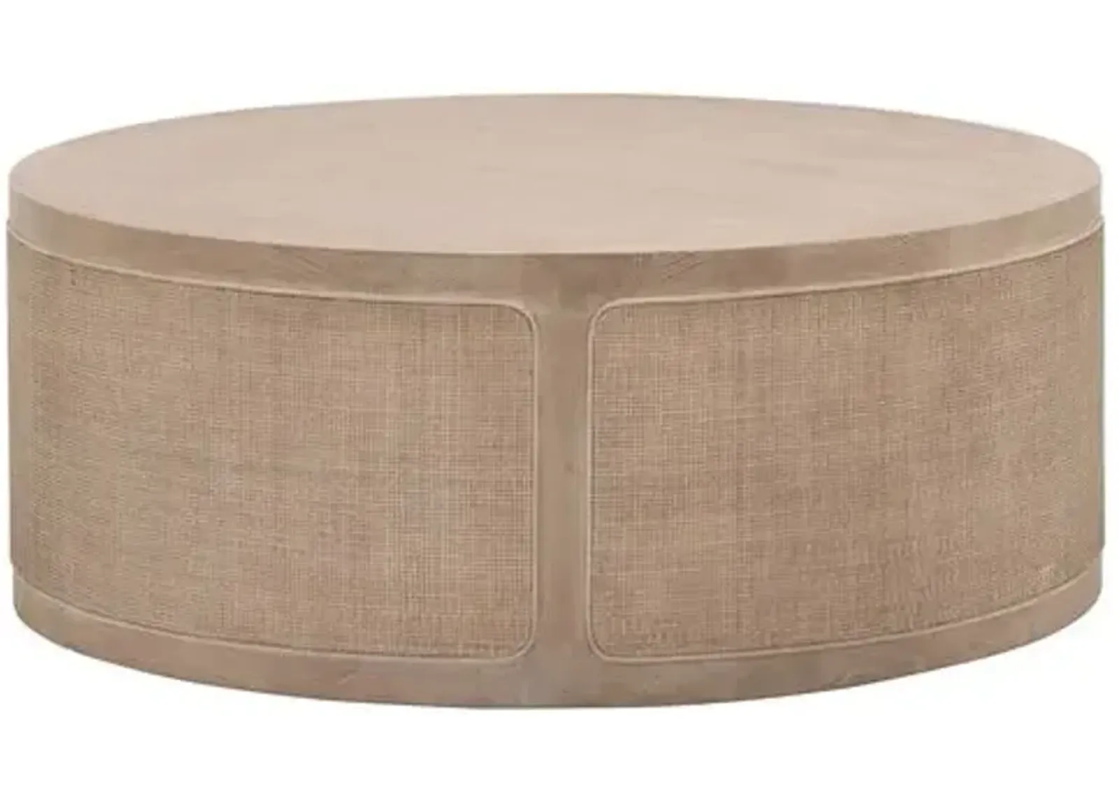 Maverick Round Cane Coffee Table - Smoke Grey Oak - Gray