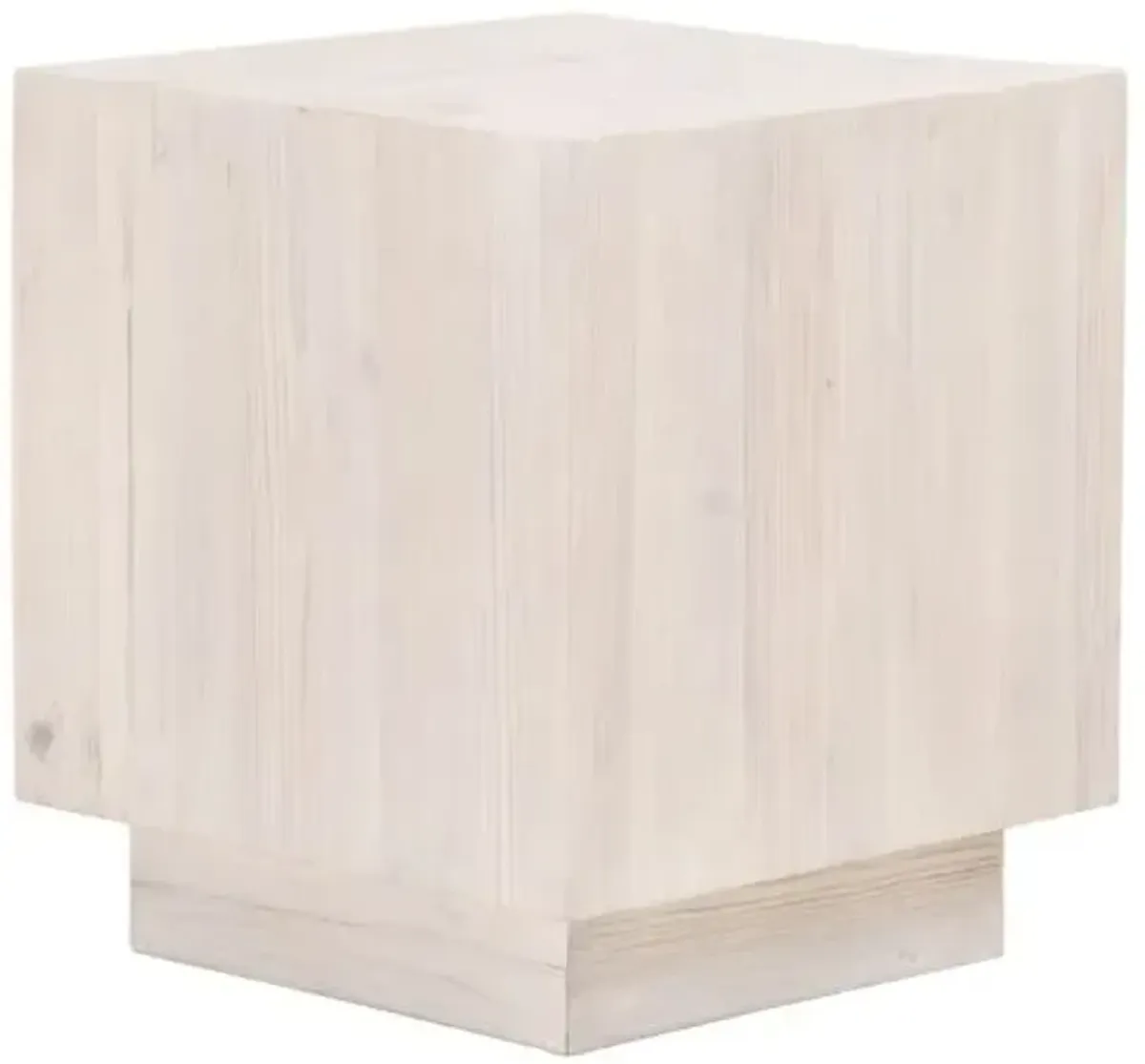 Hampton End Table - White Wash Pine - Beige