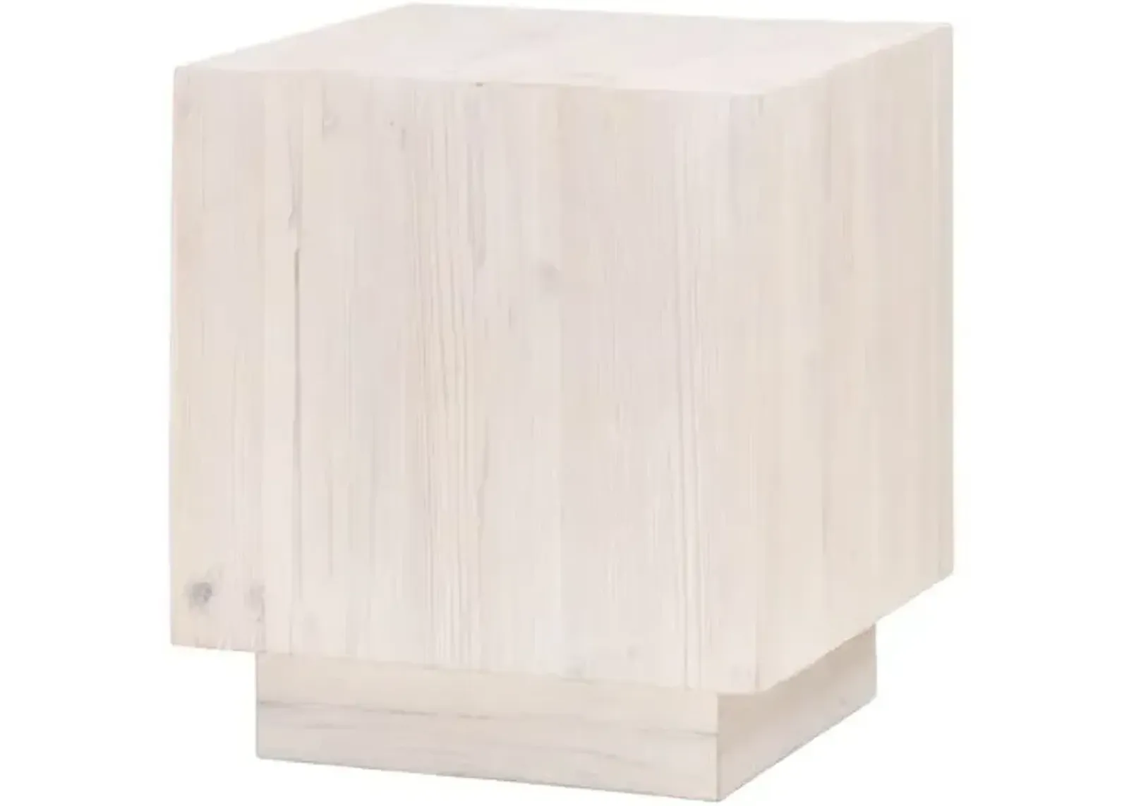 Hampton End Table - White Wash Pine - Beige