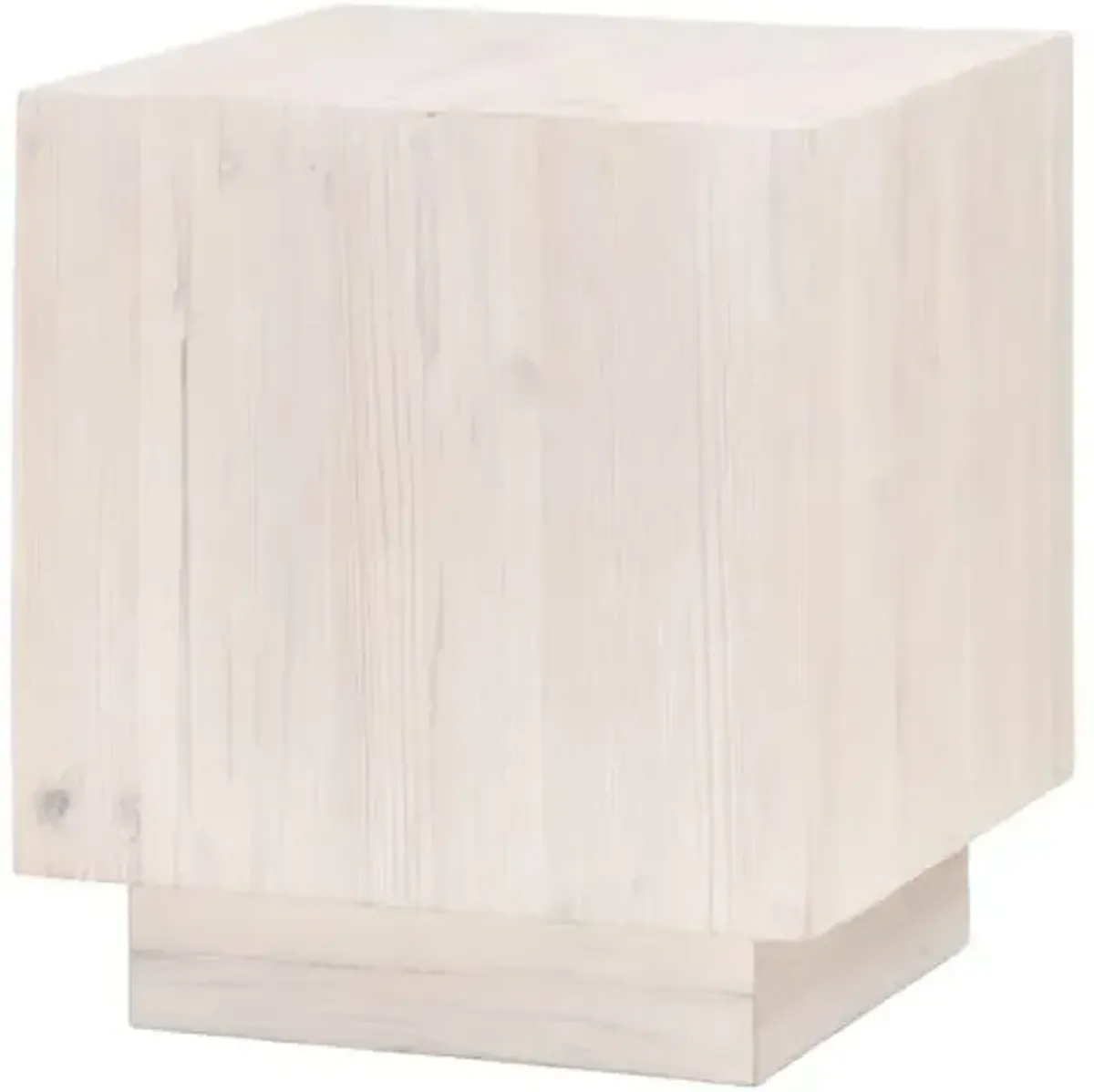 Hampton End Table - White Wash Pine - Beige