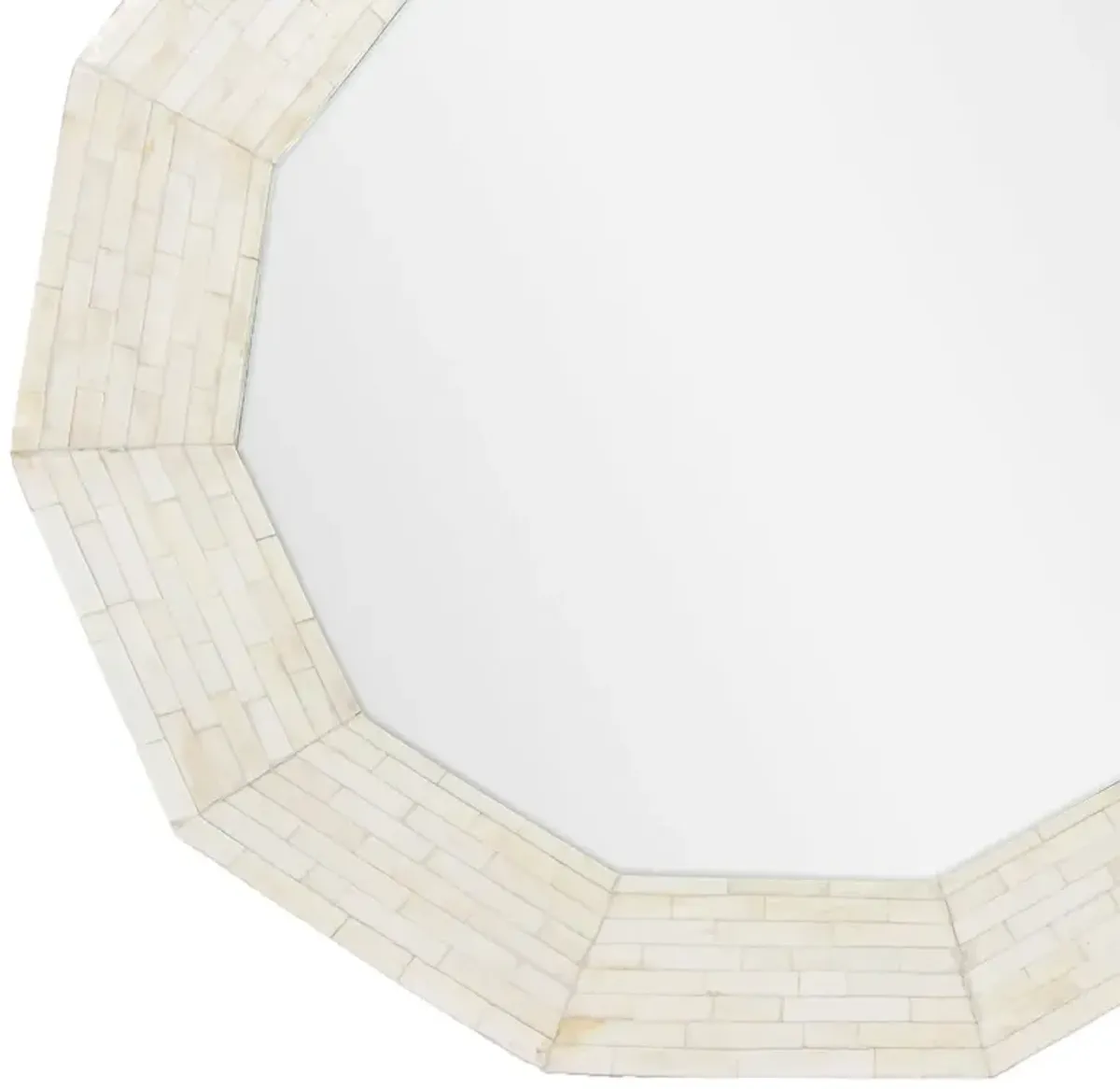 Ares  Round Wall Mirror, Natural Bone