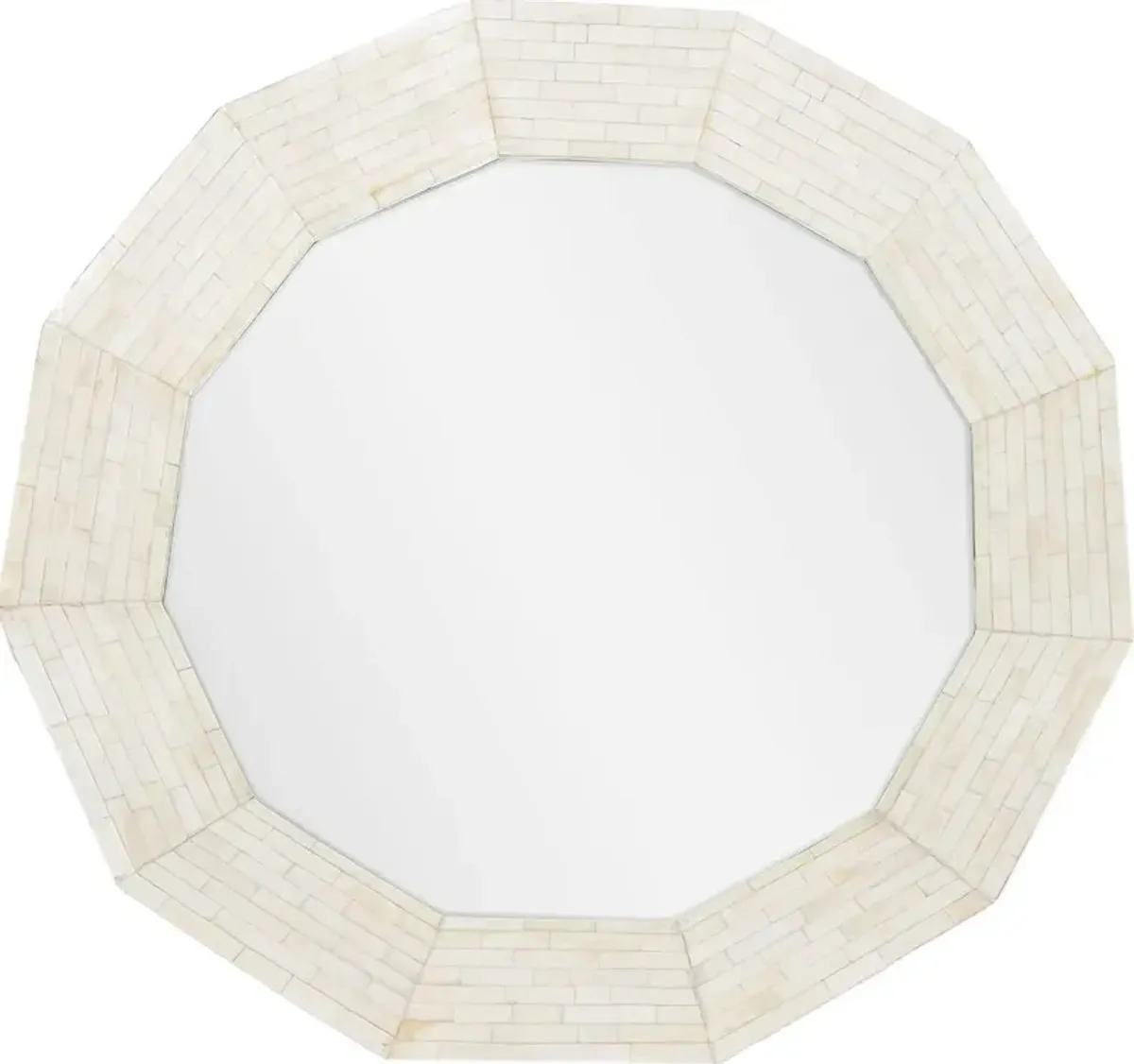 Ares  Round Wall Mirror, Natural Bone