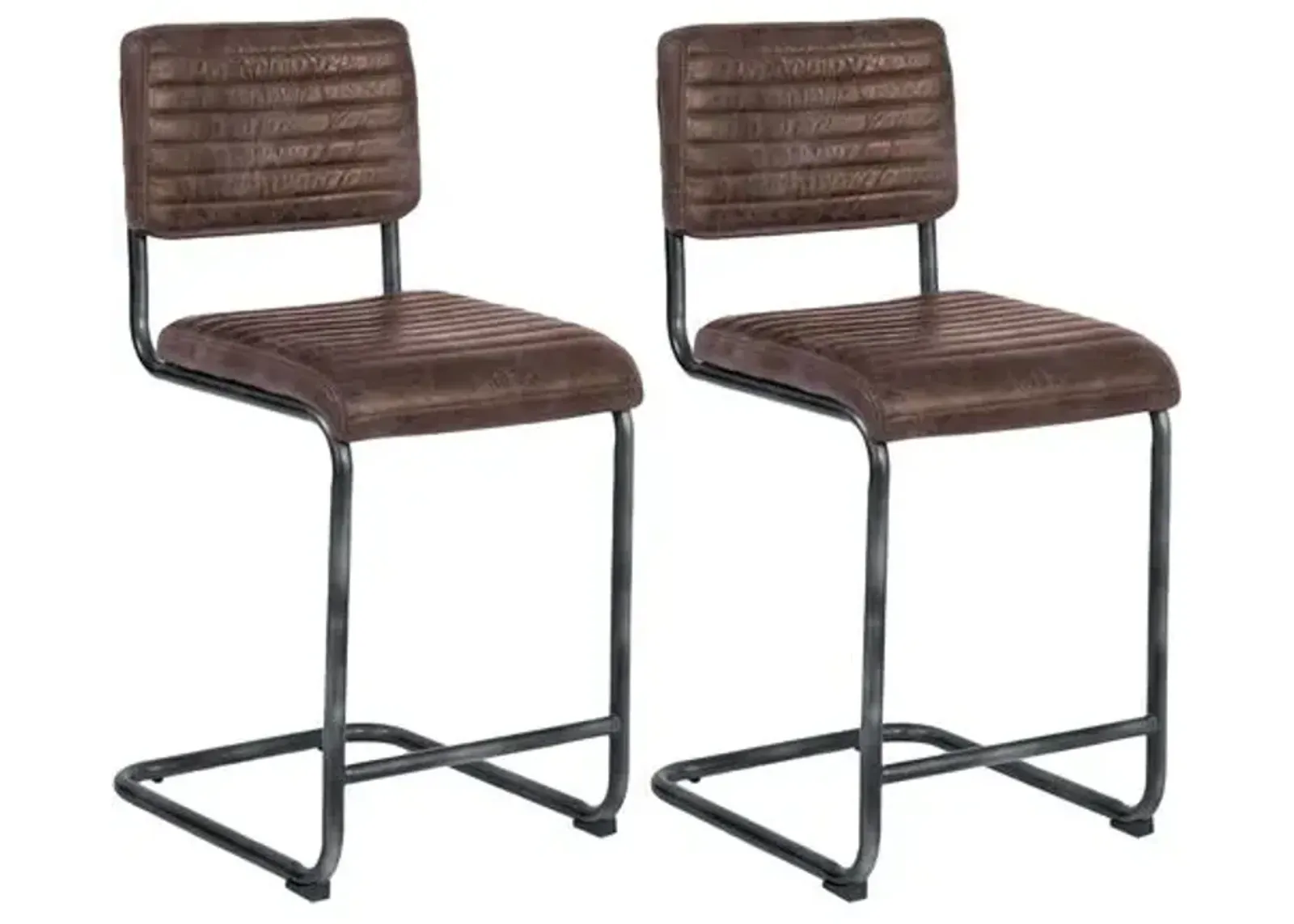 Dylan Set of 2 Leather Counter Stools - Distressed Whiskey - Regina Andrew