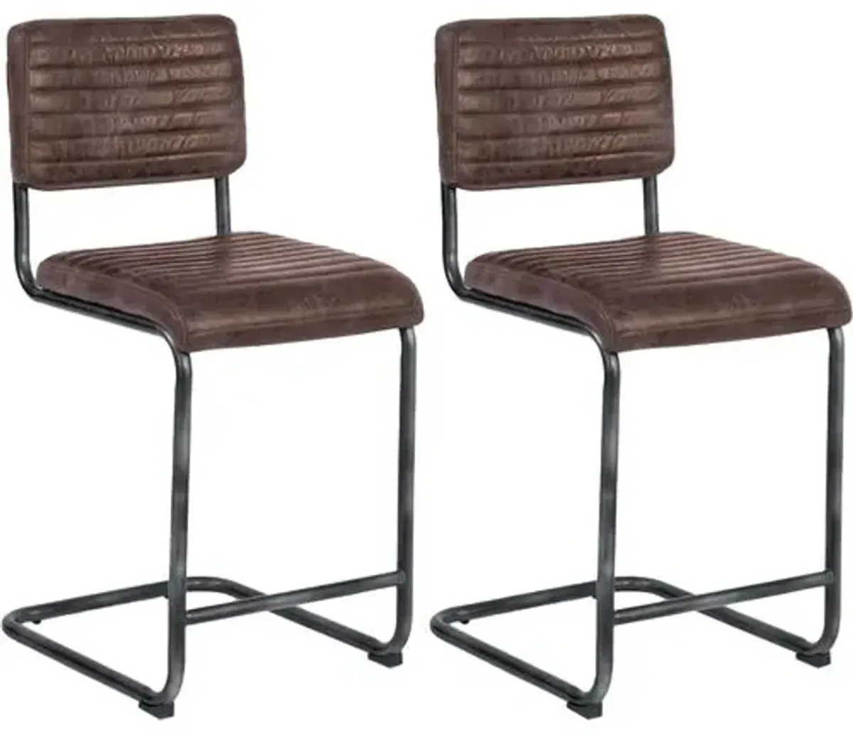 Dylan Set of 2 Leather Counter Stools - Distressed Whiskey - Regina Andrew