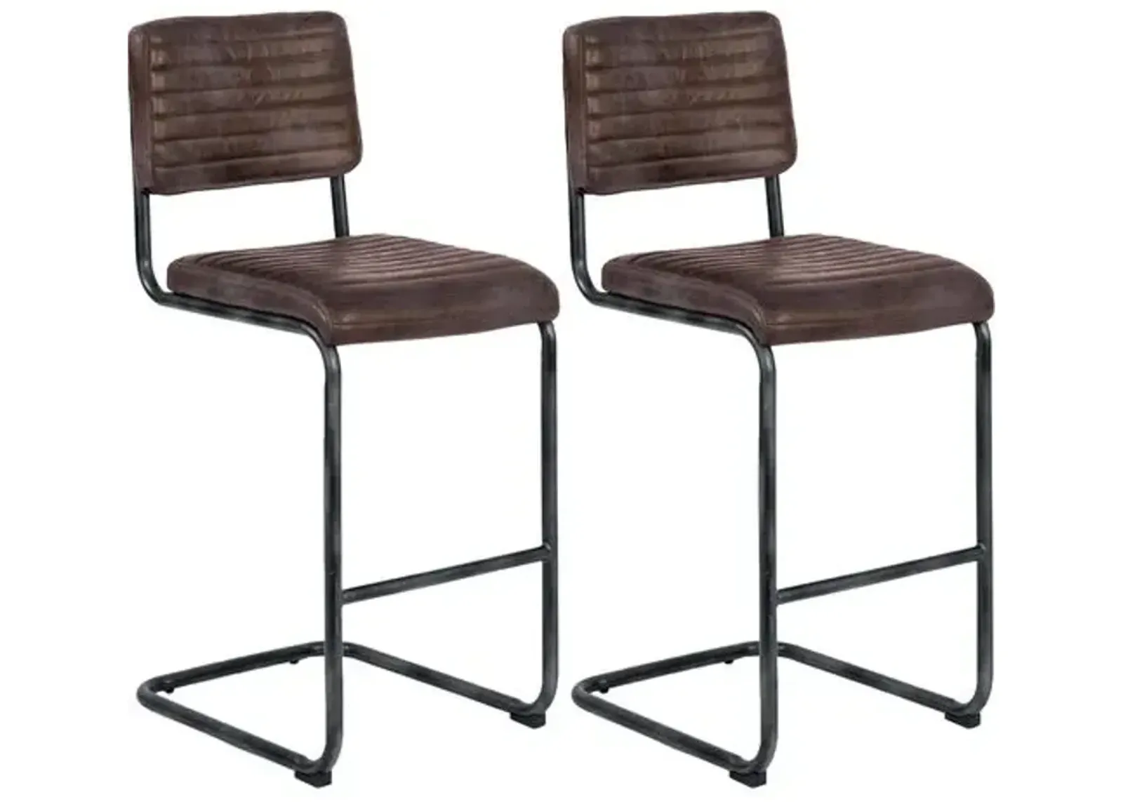 Dylan Set of 2 Leather Barstools - Distressed Whiskey - Regina Andrew - Brown