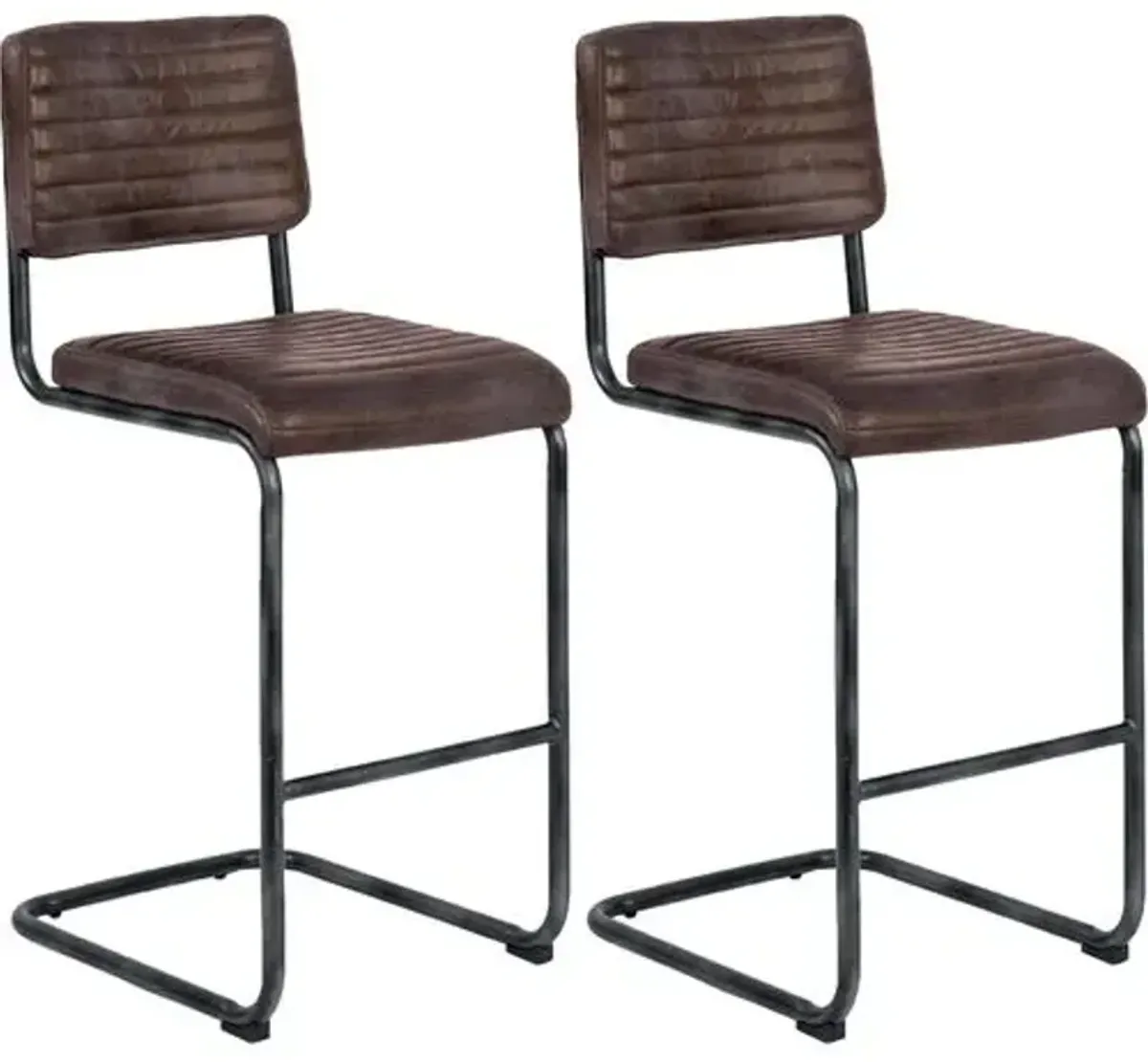 Dylan Set of 2 Leather Barstools - Distressed Whiskey - Regina Andrew - Brown