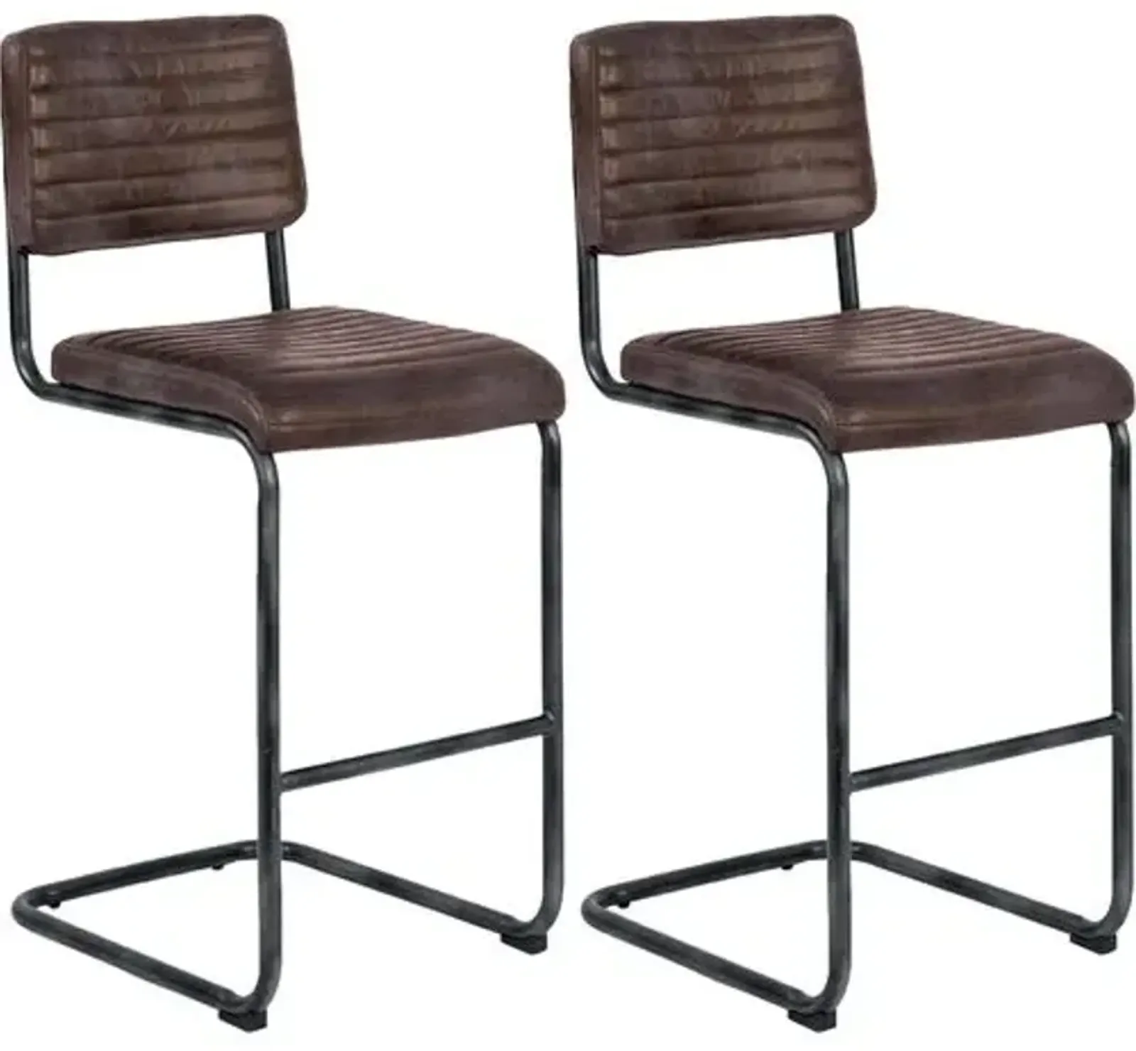 Dylan Set of 2 Leather Barstools - Distressed Whiskey - Regina Andrew - Brown