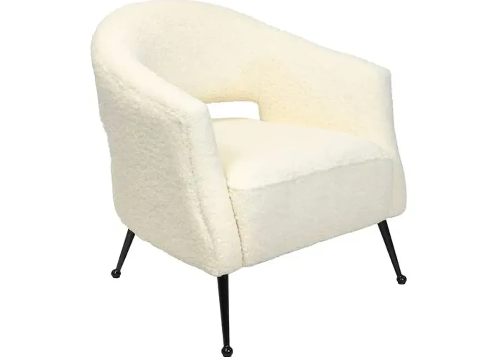 Mimi Faux Boucle Wool Chair - White - Regina Andrew