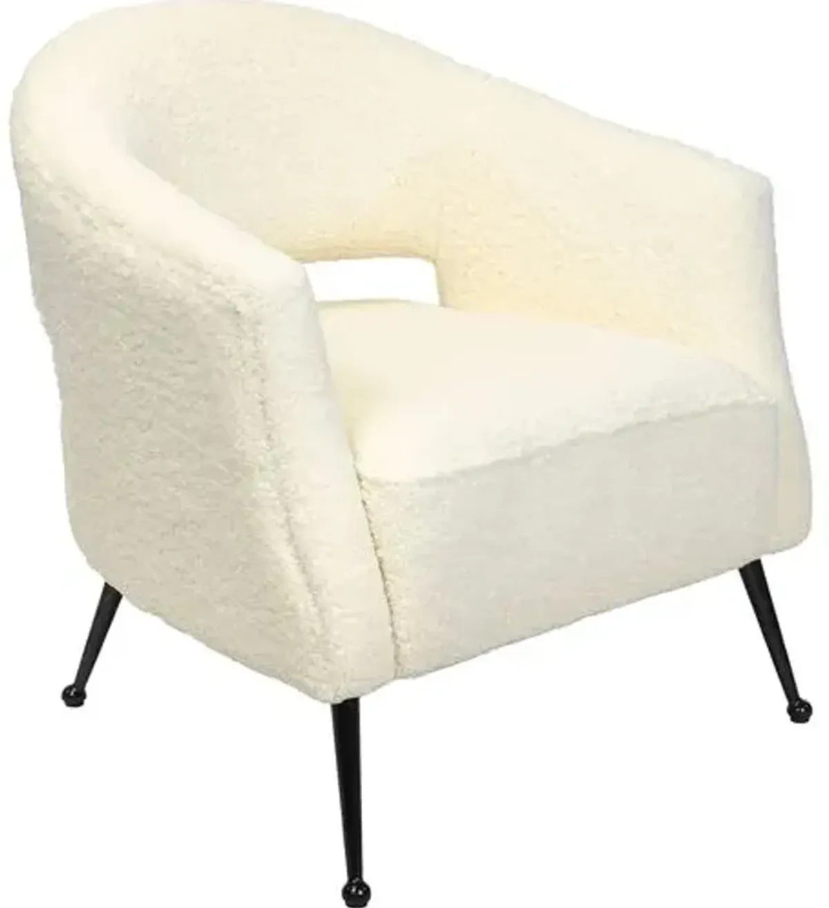 Mimi Faux Boucle Wool Chair - White - Regina Andrew