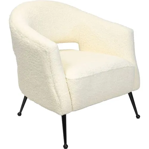 Mimi Faux Boucle Wool Chair - White - Regina Andrew