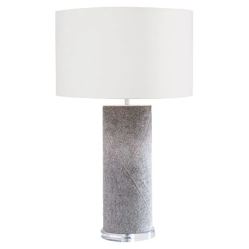 Andres Column Table Lamp - Gray Hair-On-Hide - Regina Andrew