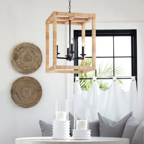 Newport Large Lantern - Natural Rattan - Regina Andrew - Beige