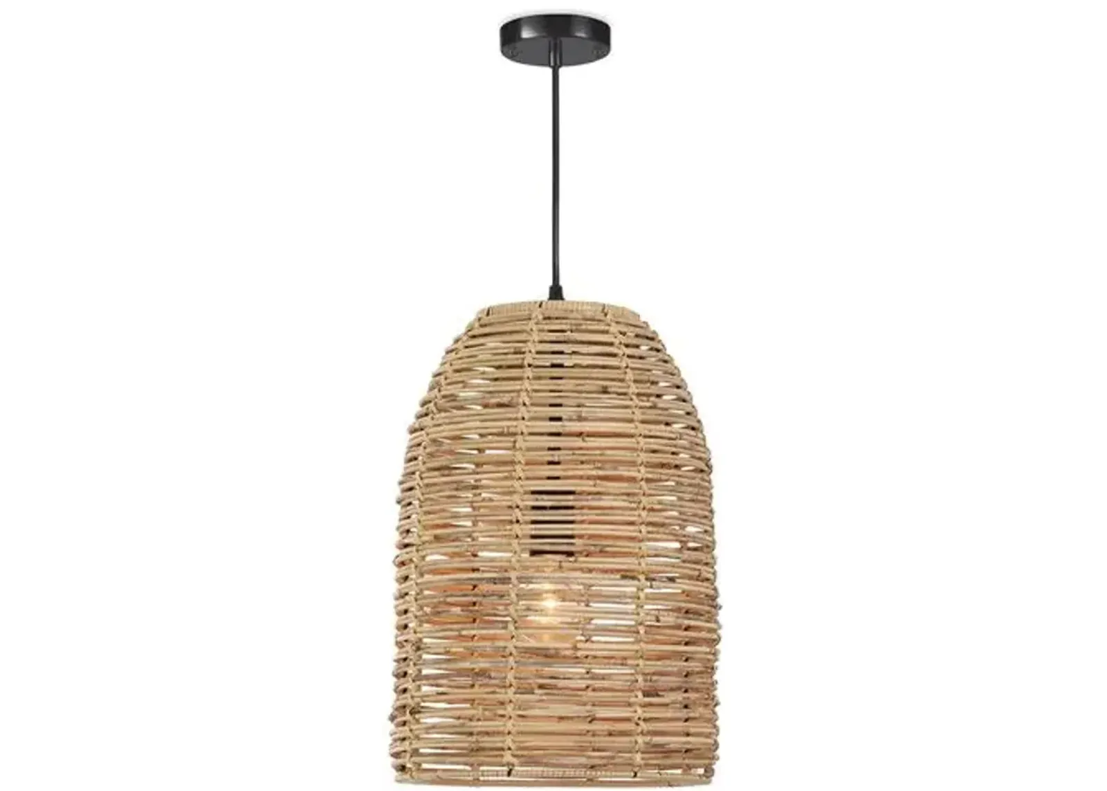 Monica Bamboo Basket Pendant - Natural - Regina Andrew - Brown