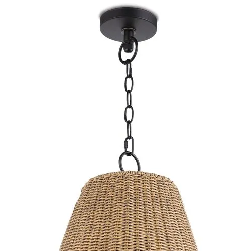 Coastal Living Summer Indoor/Outdoor Pendant - Weathered Natural Rattan - Regina Andrew - Beige