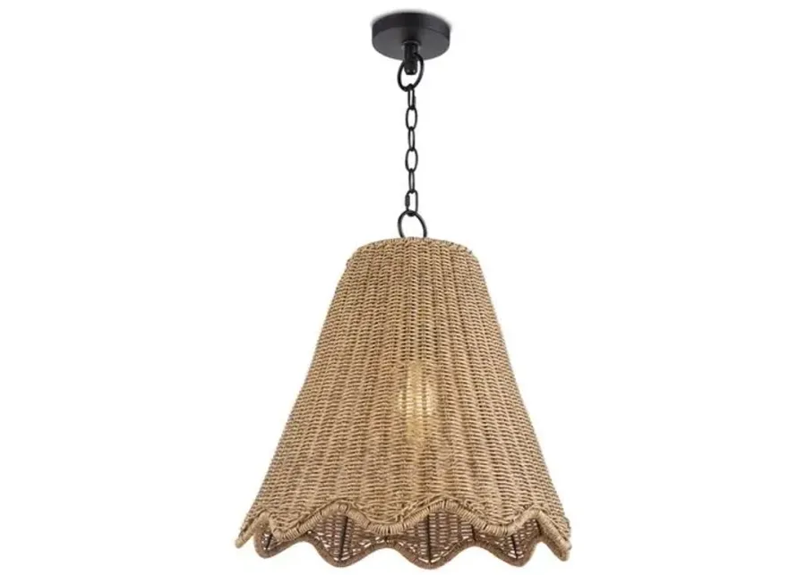 Coastal Living Summer Indoor/Outdoor Pendant - Weathered Natural Rattan - Regina Andrew - Beige