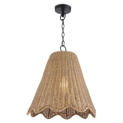 Coastal Living Summer Indoor/Outdoor Pendant - Weathered Natural Rattan - Regina Andrew - Beige