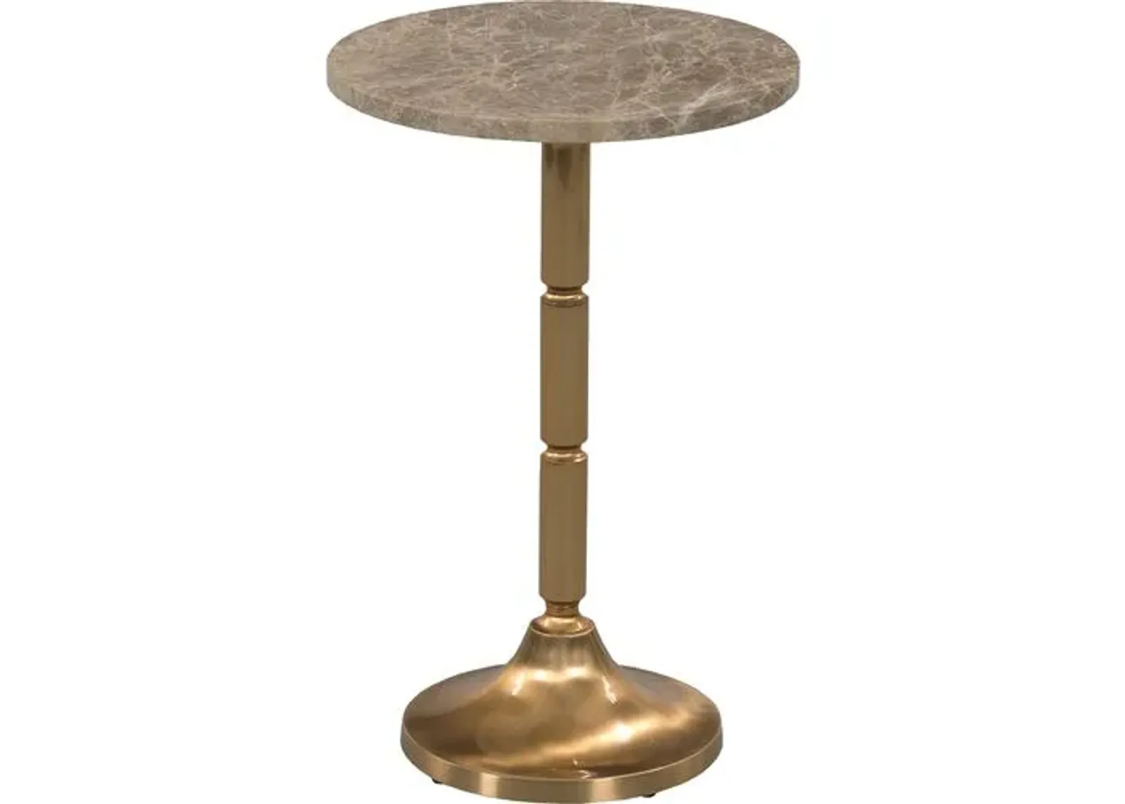 Darla Marble Drink Table - Brass - Brown