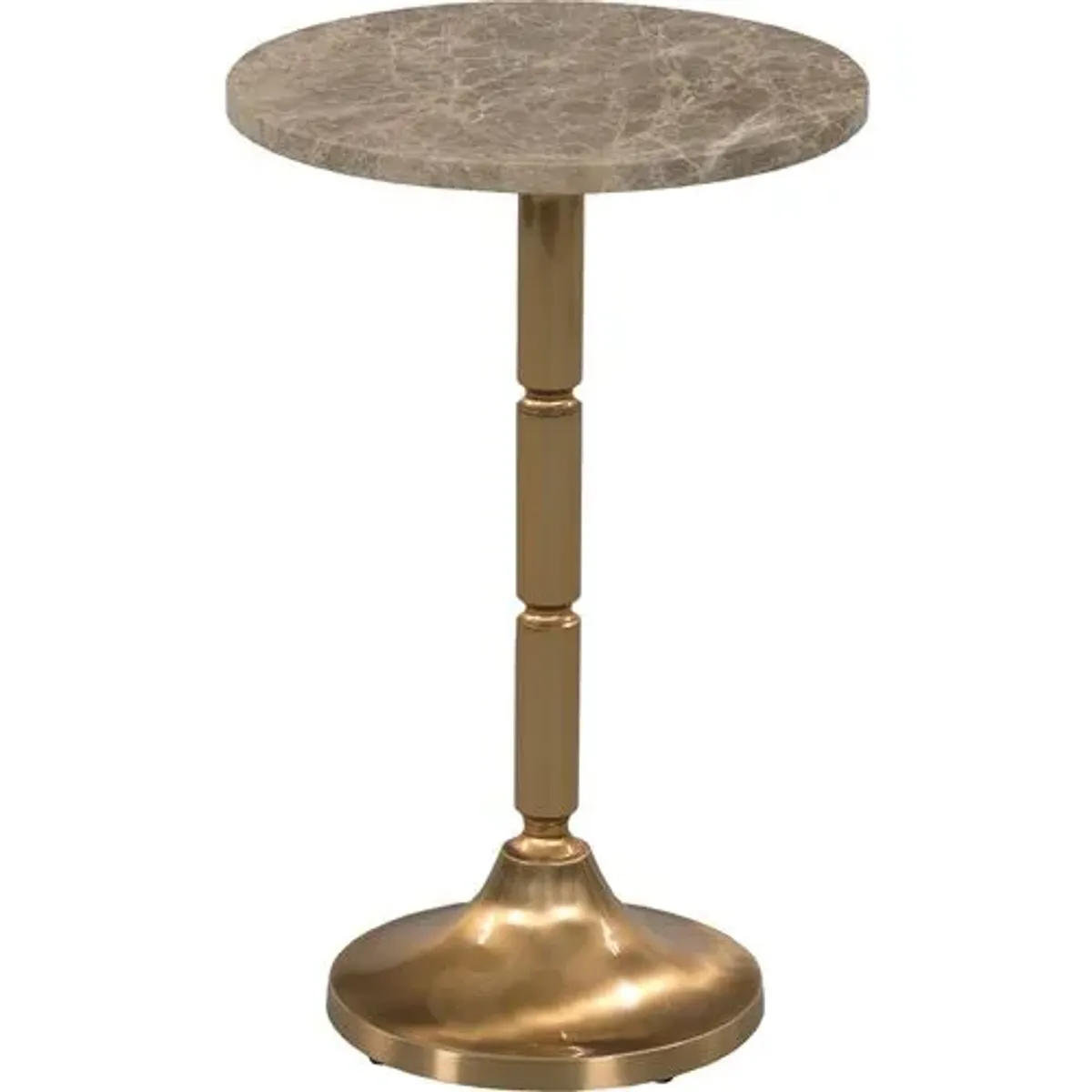 Darla Marble Drink Table - Brass - Brown