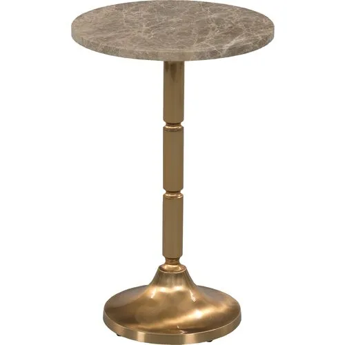 Darla Marble Drink Table - Brass - Brown