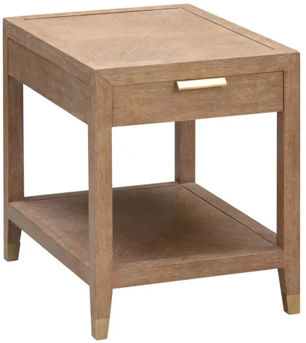 Samantha Lamp Side Table, Natural/Brass