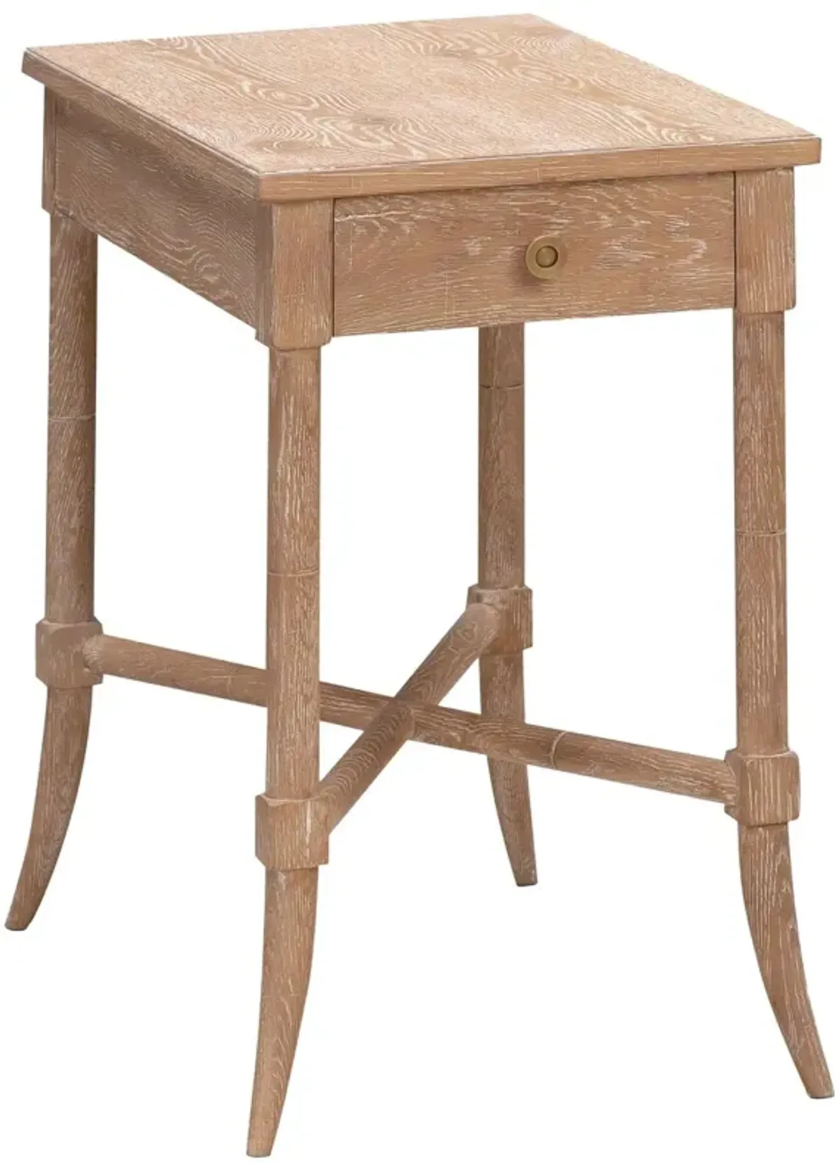 Samantha Drink Table - Natural Limewash/Brass - Brown